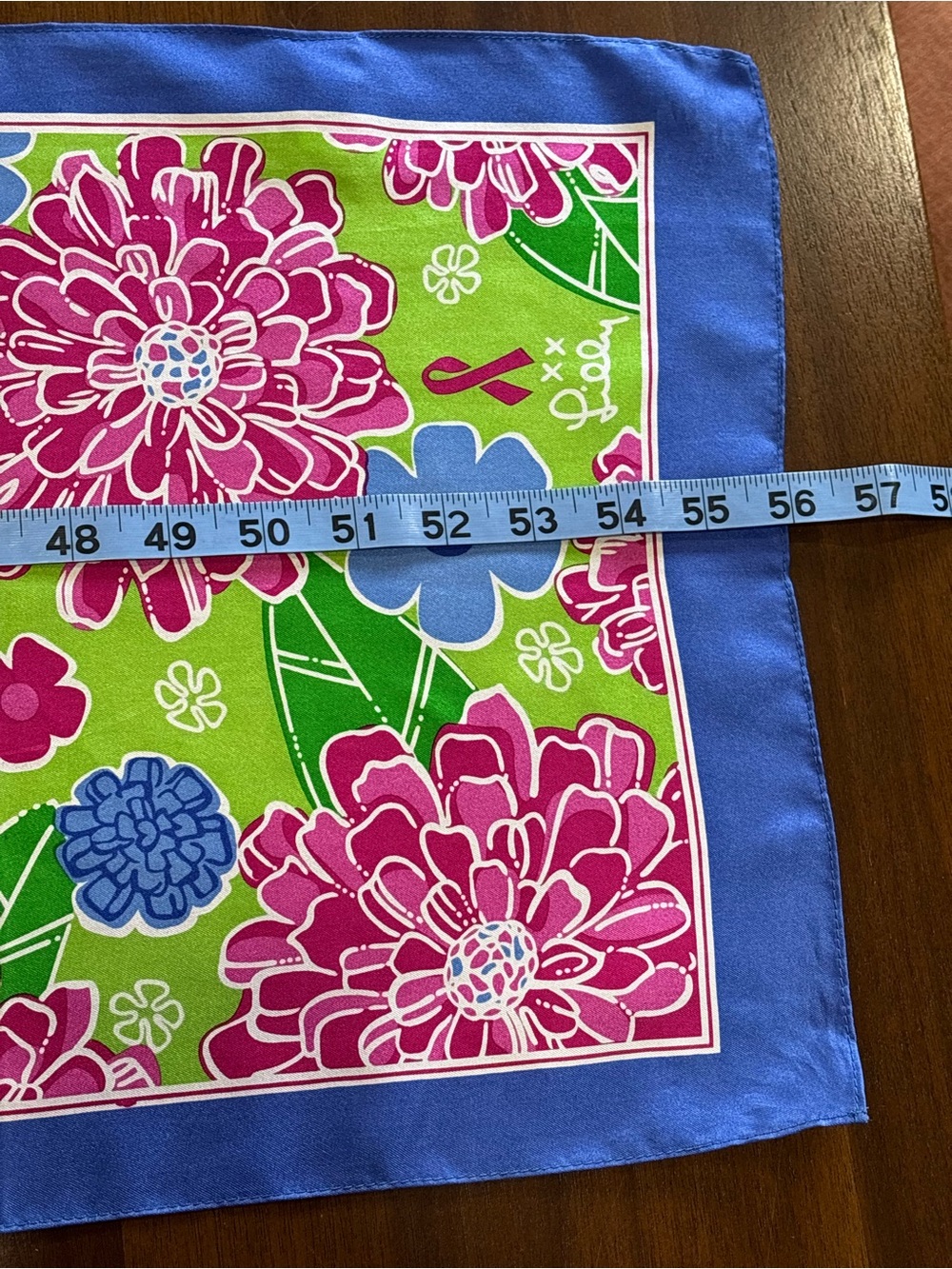 Lilly Pulitzer silk, floral breast cancer awareness scarf. Collab with Ford - Picture 7 of 8